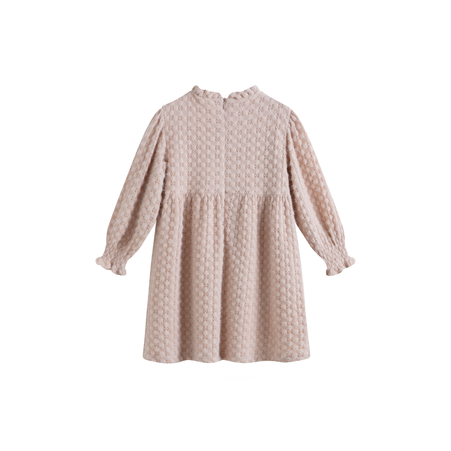 CERA UNA VOLTA BLUSH RUFFLE TRIM TEXTURED DRESS