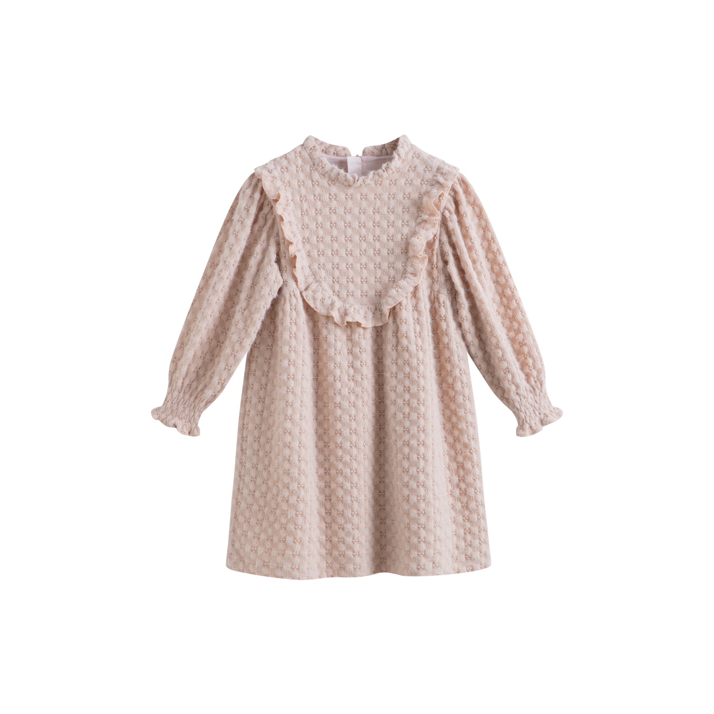 CERA UNA VOLTA BLUSH RUFFLE TRIM TEXTURED DRESS