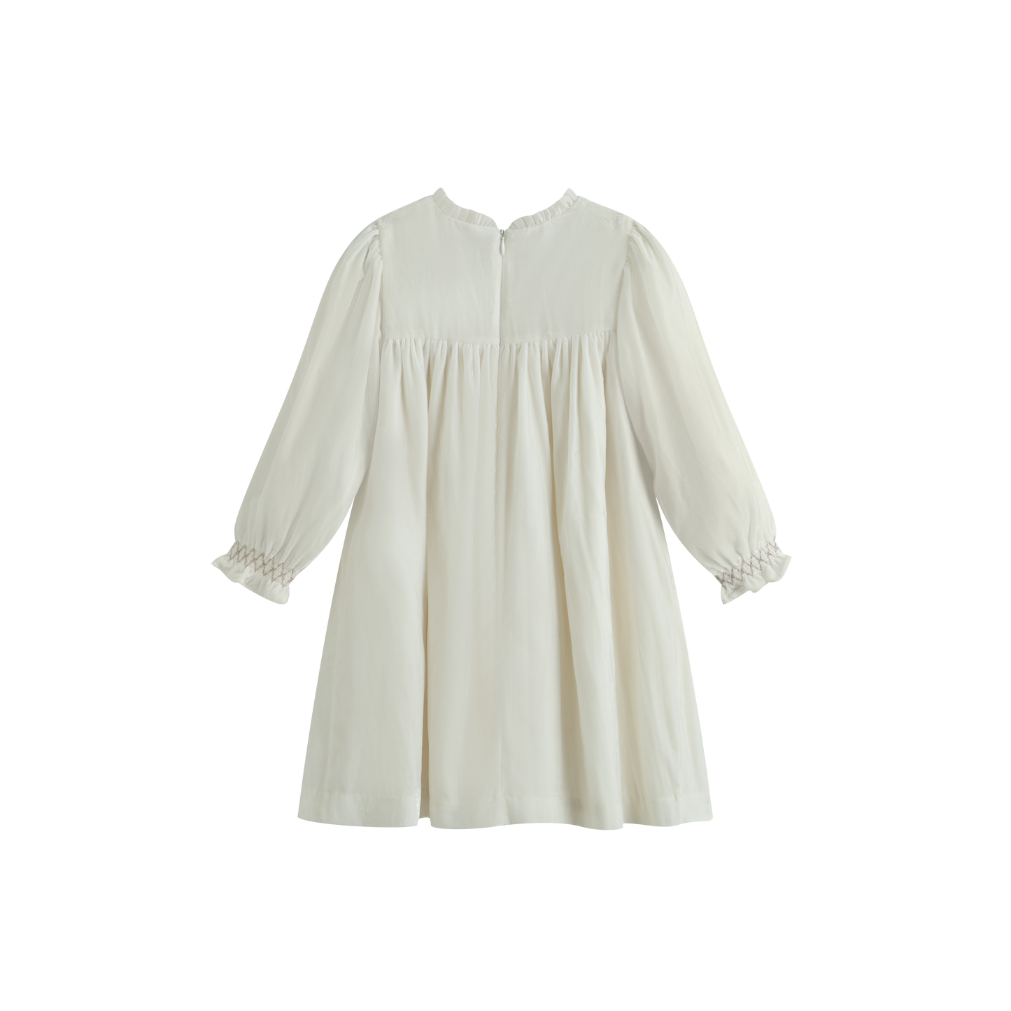 CERA UNA VOLTA CREAM VELVET SHIMMER SMOCK DRESS