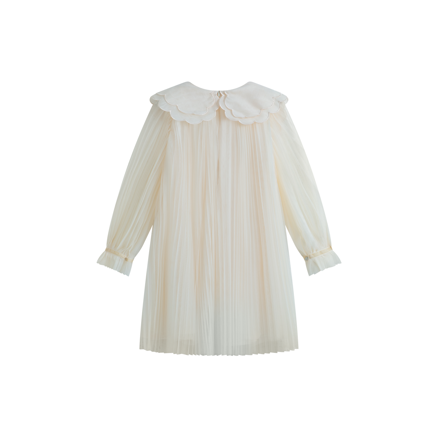 CERA UNA VOLTA CREAM PURITAN COLLAR TULLE DRESS