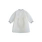 CERA UNA VOLTA CREAM/BLACK TRIM ORGANZA RUFFLE BIB DRESS