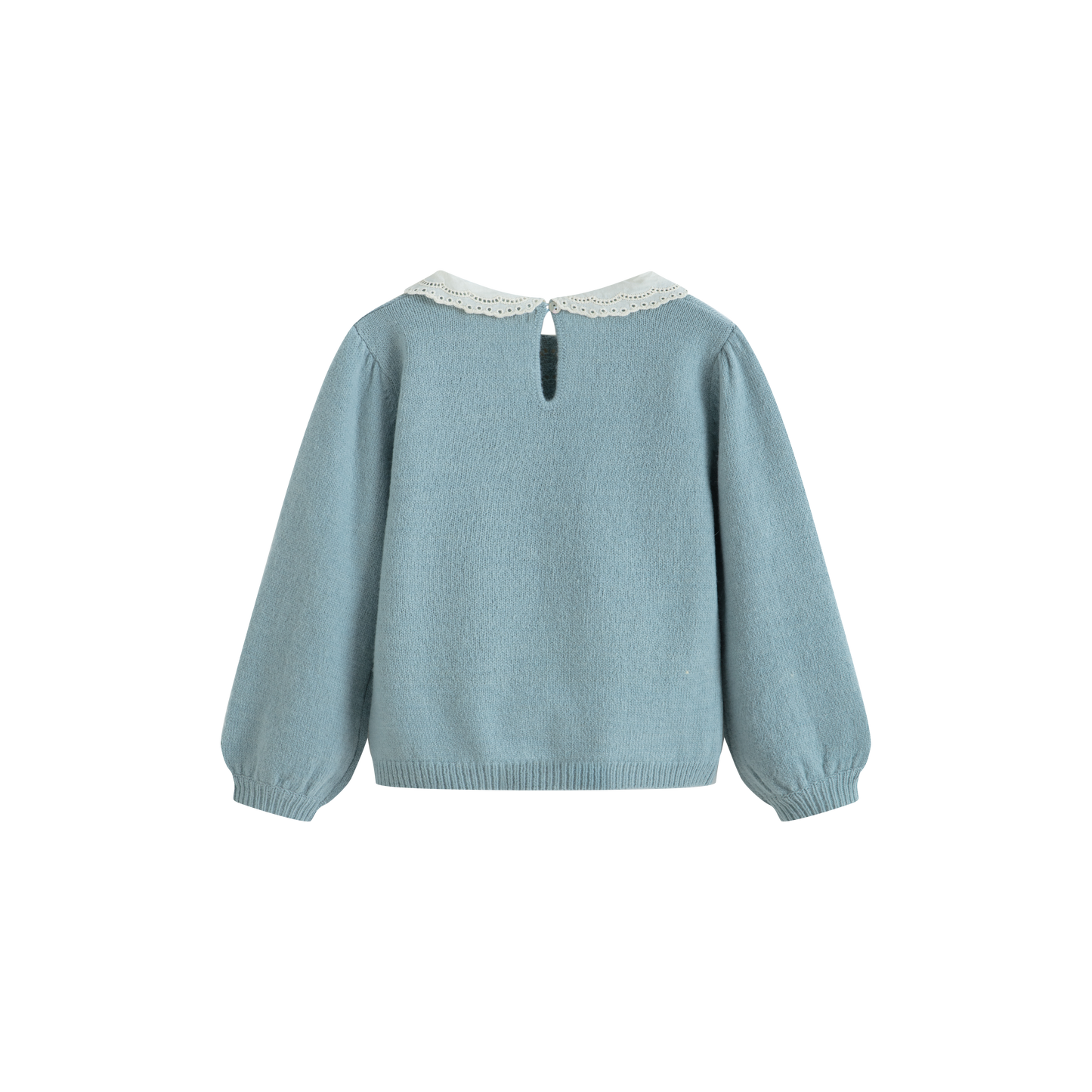 CERA UNA VOLTA DUSTY BLUE PETER PAN COLLAR POINTELLE SWEATER
