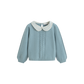 CERA UNA VOLTA DUSTY BLUE PETER PAN COLLAR POINTELLE SWEATER
