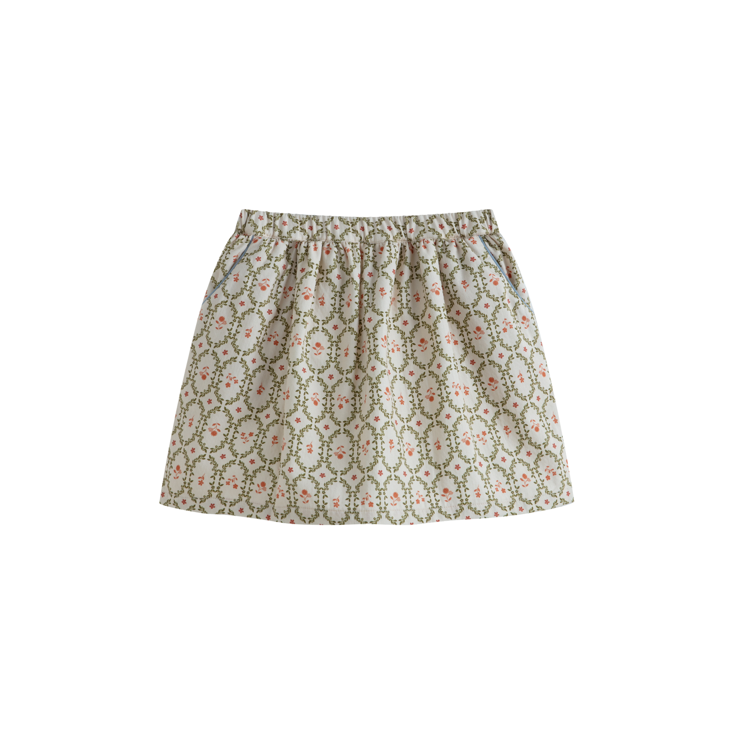 CERA UNA VOLTA CREAM/GREEN WREATH FLORAL SKIRT