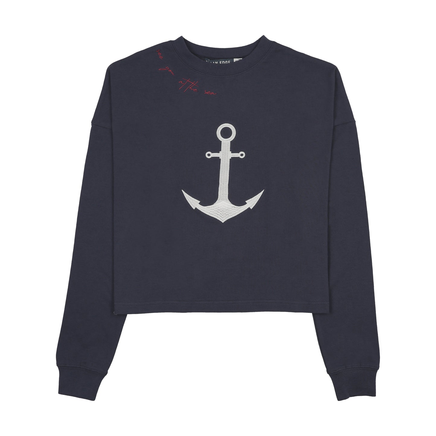 URBAN EDGE  NAVY ANCHOR CROP TSHIRT [FINAL SALE]