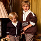 LE BOURDON BROWN HALF ZIP COLORBLOCK SWEATSHIRT SET