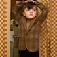 LE BOURDON CAMEL PLAID PRINT BLAZER