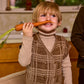 LE BOURDON CAMEL PLAID KNIT VEST SET