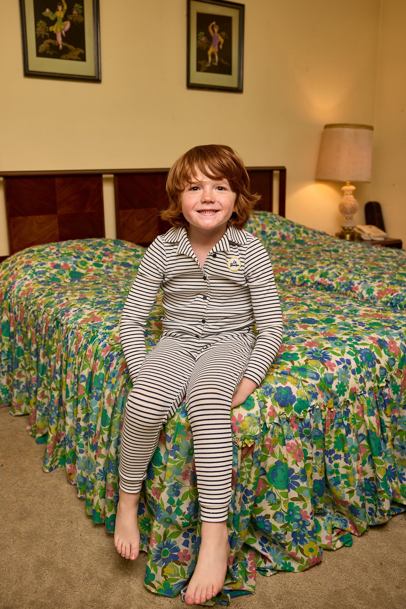 LE BOURDON NAVY/WHITE RIBBED STRIPE GRANDPA PAJAMAS