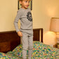 LE BOURDON LIGHT GREY VELVET LOGO PAJAMAS