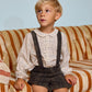 LE BOURDON WHITE/BROWN PETER PAN PRINTED BLOUSE