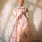 FRANCESCA GUILIANO PINK FLORAL ORGANZA NECK TIE GOWN