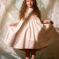 FRANCESCA GUILIANO PINK TAFFETA LACE V DESIGN DRESS