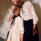 FRANCESCA GUILIANO CREAM VELVET POLKA DOT BLOUSE