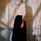 FRANCESCA GUILIANO BLACK VELVET GATHERED MAXI SKIRT