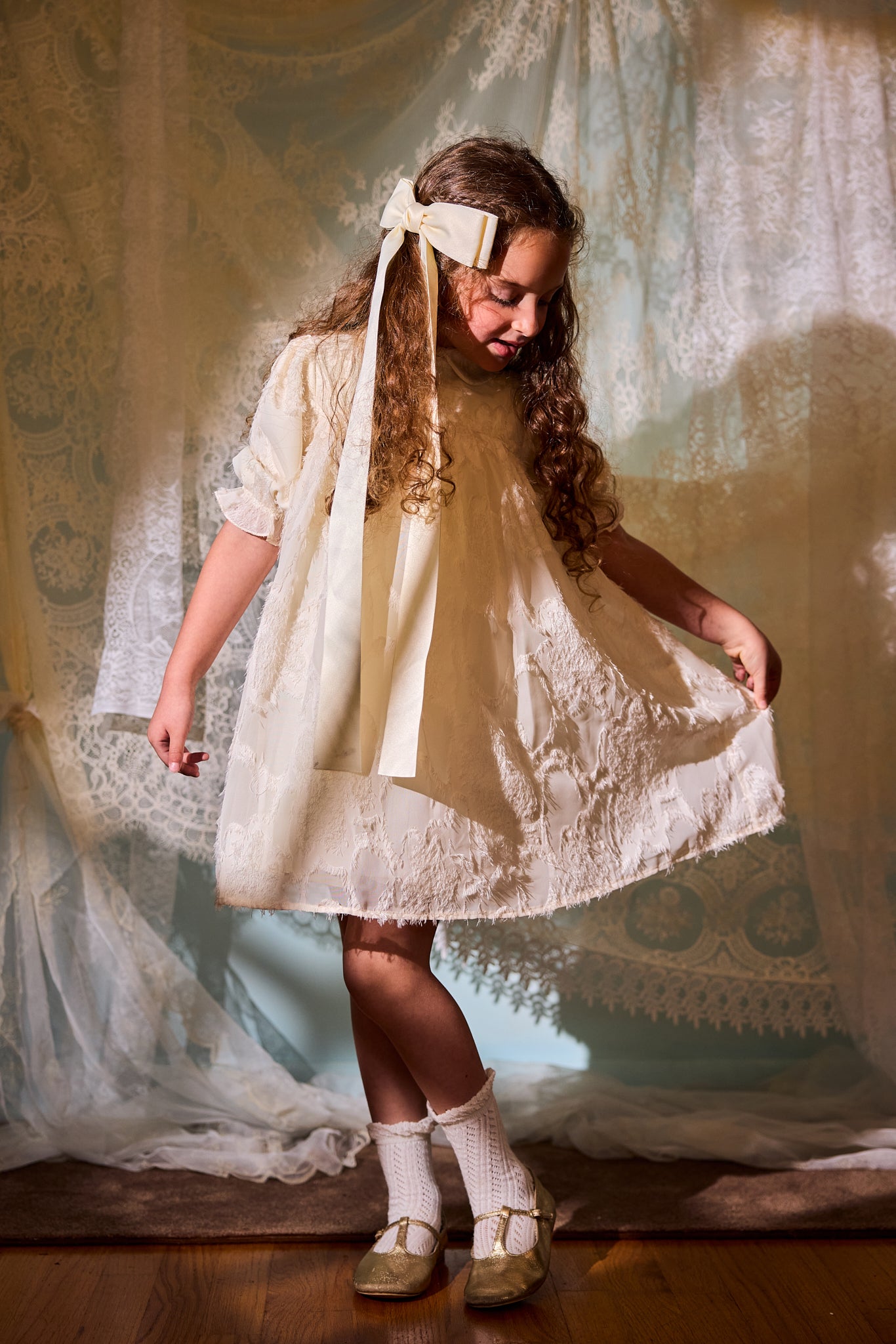 FRANCESCA GUILIANO CREAM PUFF 3/4 SLEEVE DRESS