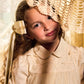 FRANCESCA GUILIANO CREAM LATTICE PUFF SLEEVE GOWN