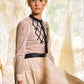 FRANCESCA GUILIANO CREAM/BLACK LATTICE TULLE BLOUSE