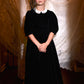 FRANCESCA GUILIANO BLACK VELVET EMBROIDERED COLLAR GOWN