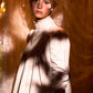 FRANCESCA GUILIANO PINK TAFFETA LACE V DESIGN BLOUSE