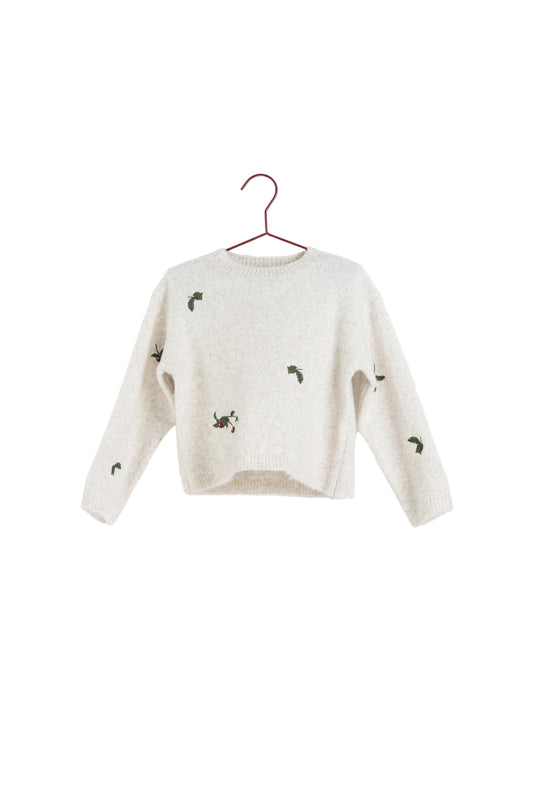 PLEASE MOM IVORY APPLE PRINT KNIT SWEATER