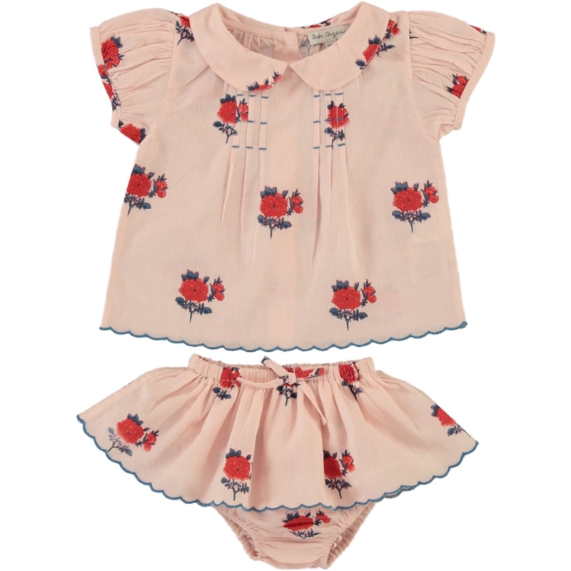 BEBE ORGANIC PINK FLORAL CLUSTER SET