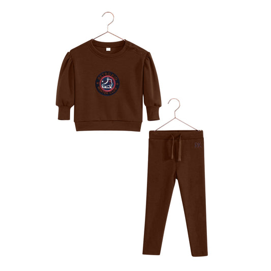 RETRO KID CHESTNUT SCUBA GIRL SWEATSHIRT SET
