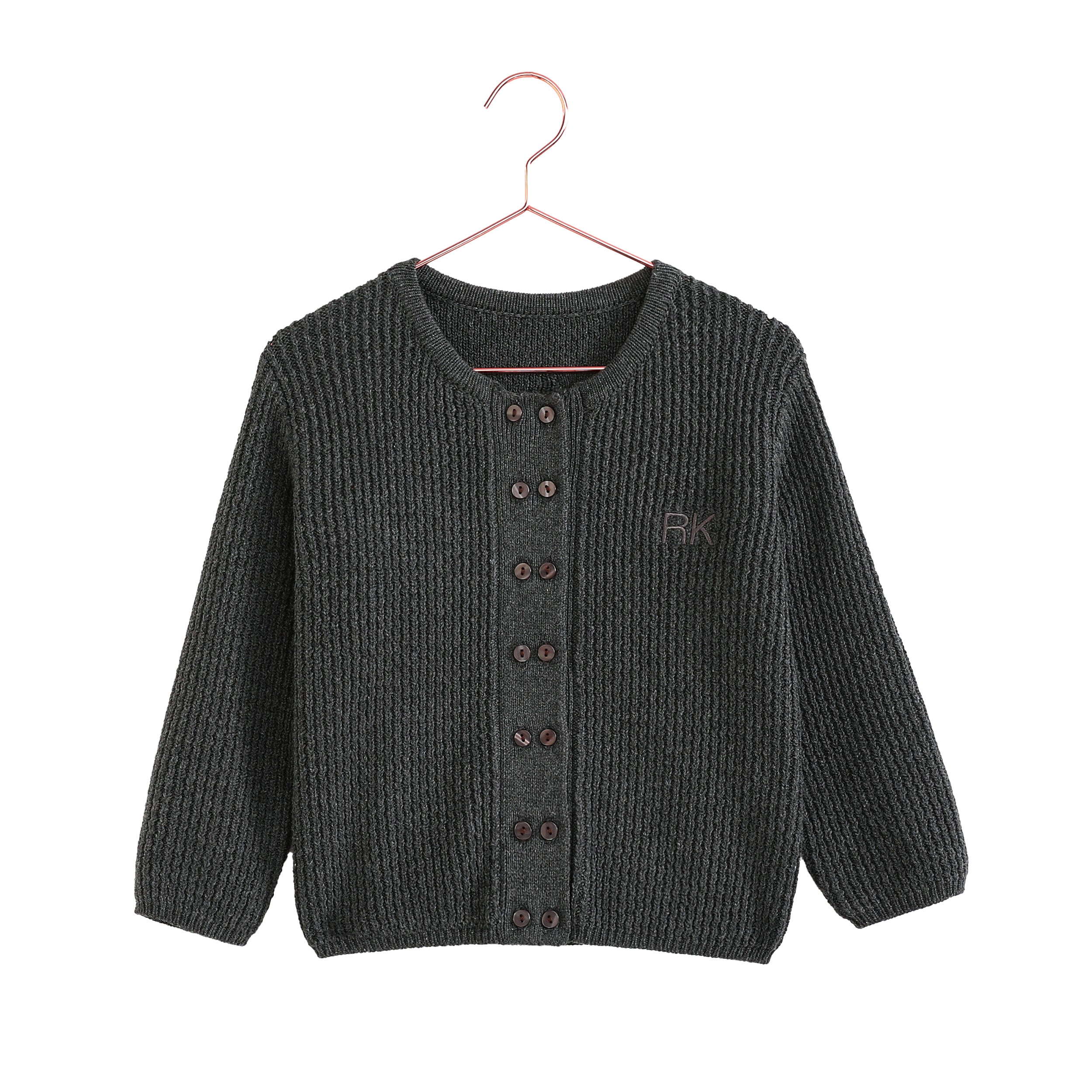 RETRO KID CHARCOAL KNIT RUFFLE TRIM CROP CARDIGAN – Luibelle