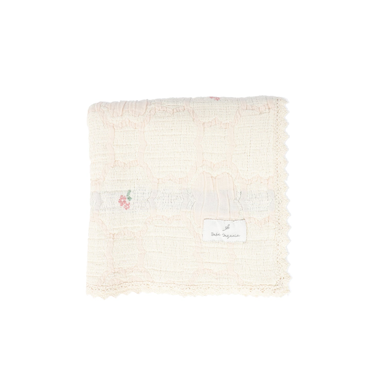 BEBE ORGANIC CREAM/PINK VINTAGE FLORAL BLANKET