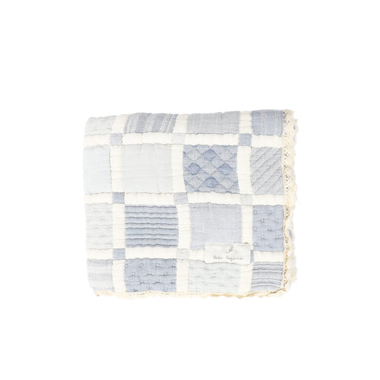 BEBE ORGANIC BLUE PATCHWORK BLANKET