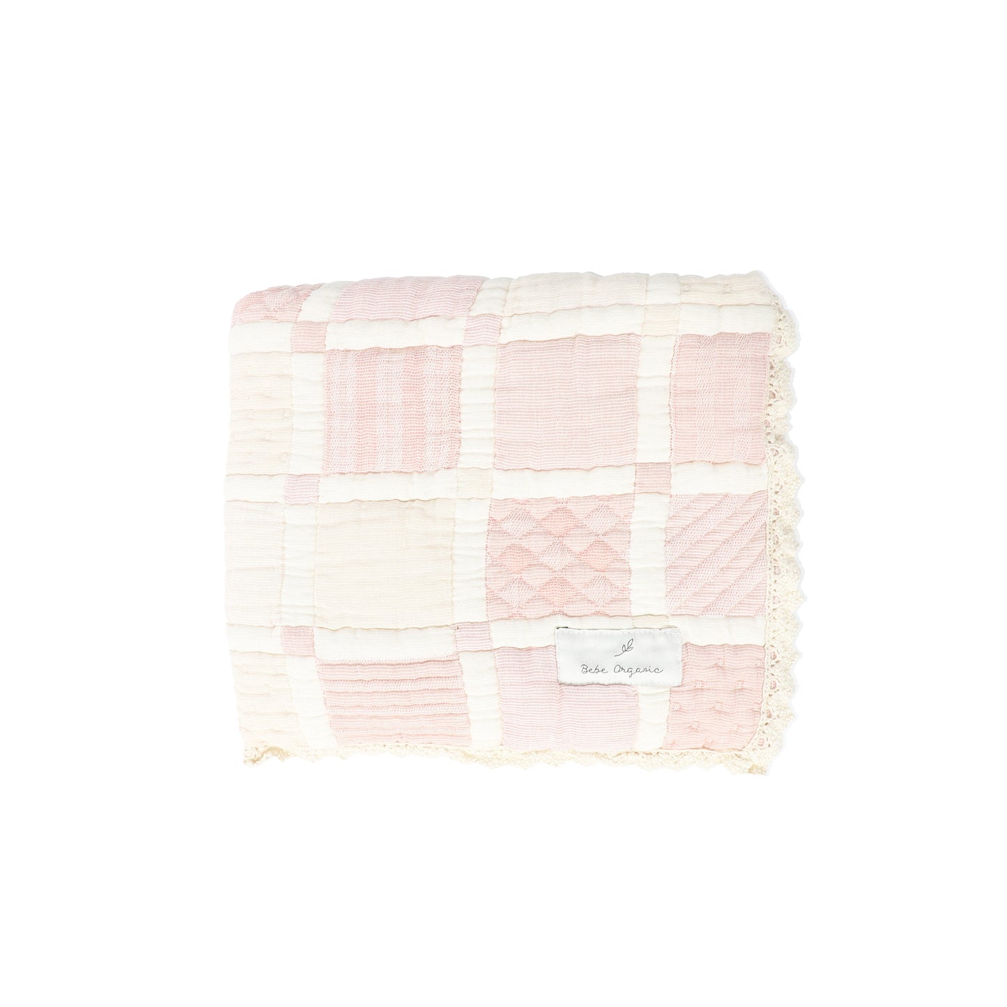 BEBE ORGANIC PINK PATCHWORK BLANKET