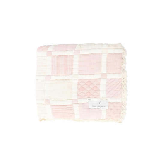 BEBE ORGANIC PINK PATCHWORK BLANKET