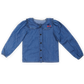 WANDER & WONDER DENIM EMBROIDERED CHERRY COLLAR BLOUSE
