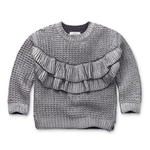 SPROET & SPROUT SILVER RUFFLE SWEATER [Final Sale]