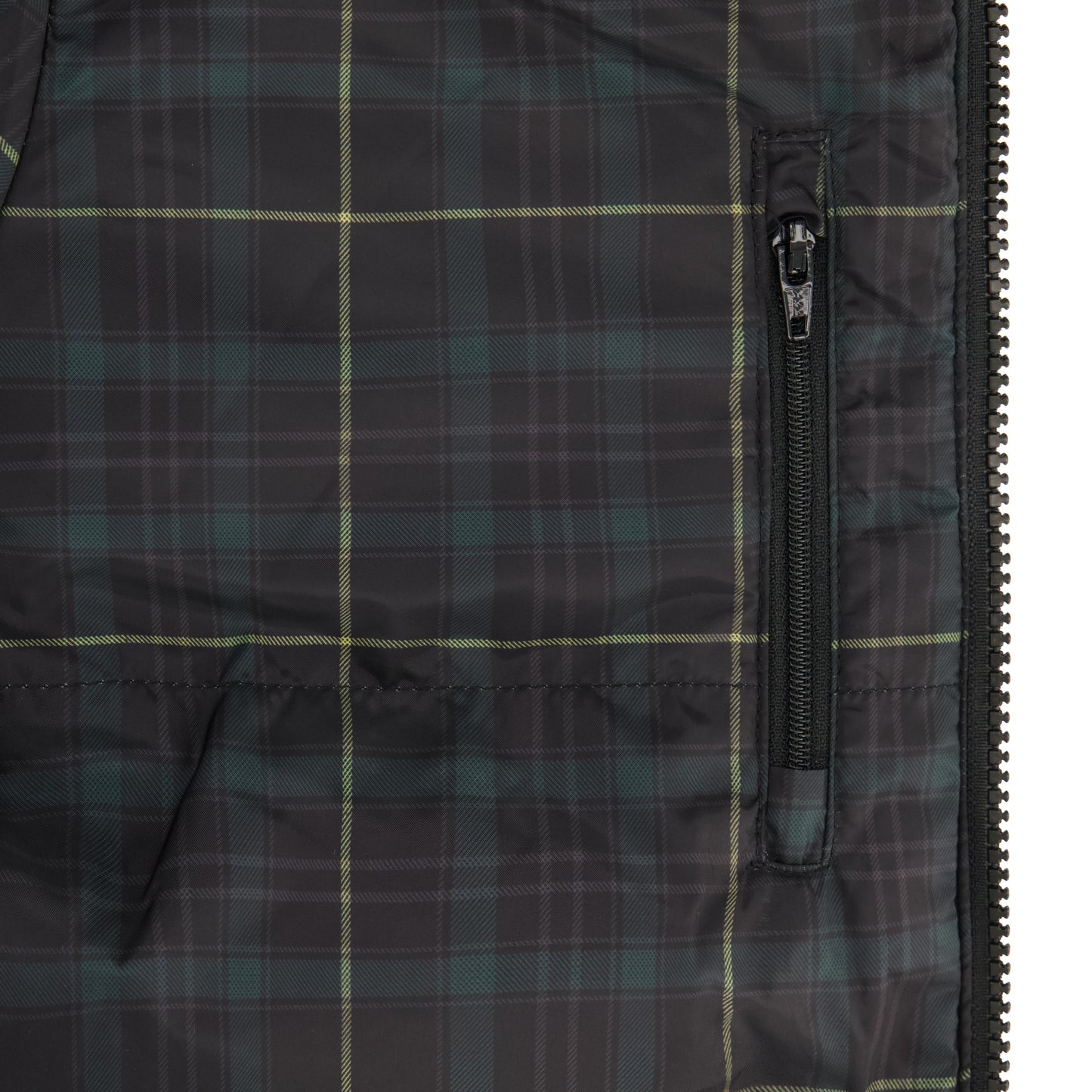 SCOTCH BONNET GREEN FUR TRIM PLAID PUFFER COAT