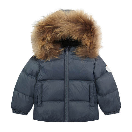 DENALI  OCEAN BLUE FUR TRIM PUFFER COAT