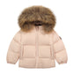DENALI PETAL PINK FUR TRIM PUFFER COAT