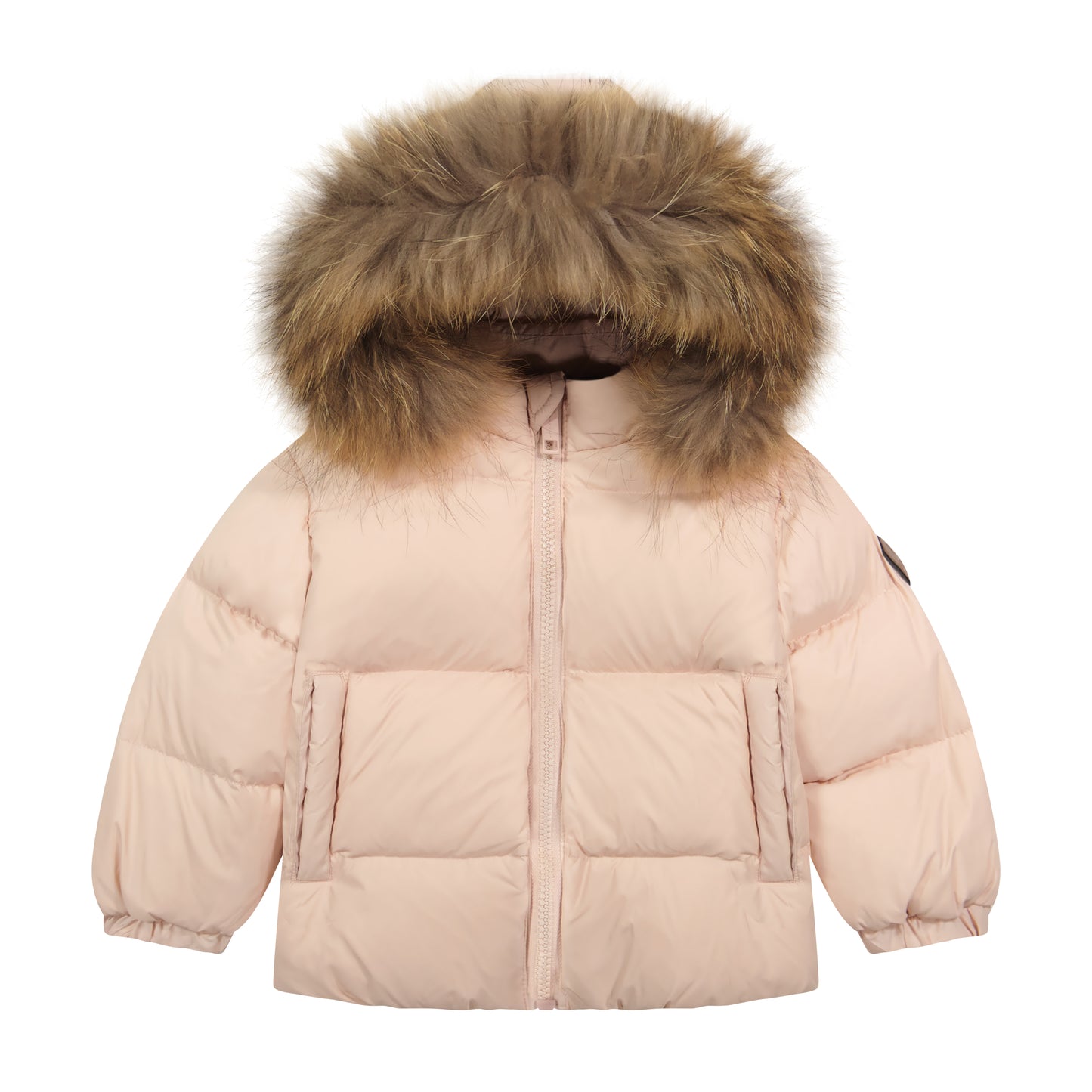 DENALI PETAL PINK FUR TRIM PUFFER COAT