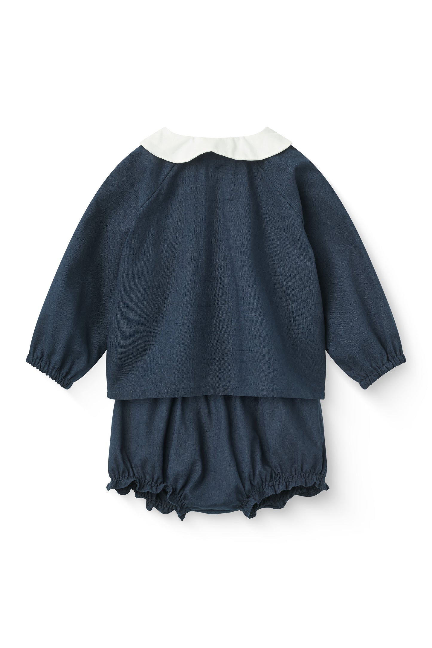 COPENHAGEN COLOR NAVY PETER PAN COLLAR BLOUSE SET