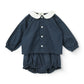 COPENHAGEN COLOR NAVY PETER PAN COLLAR BLOUSE SET