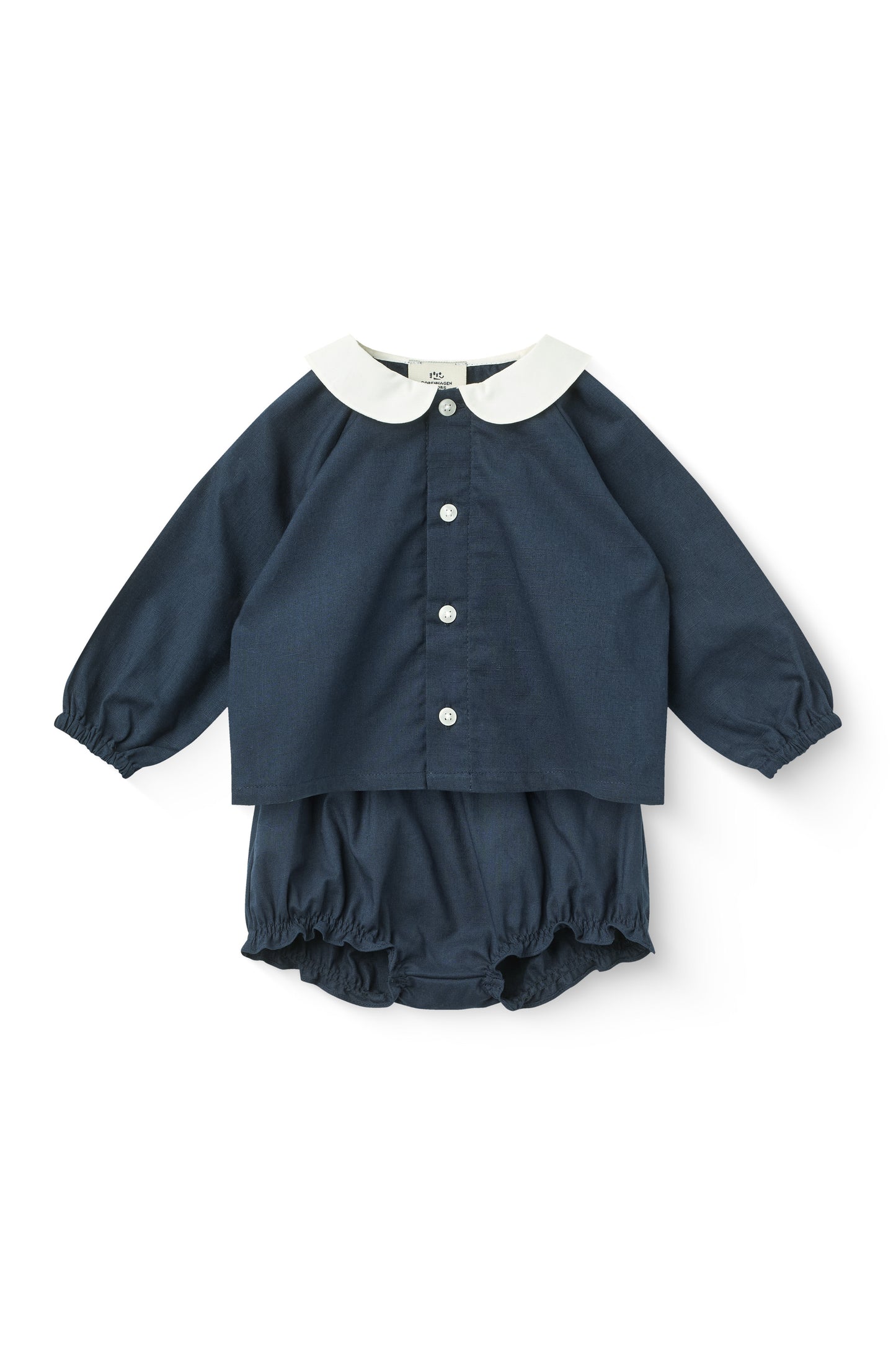 COPENHAGEN COLOR NAVY PETER PAN COLLAR BLOUSE SET
