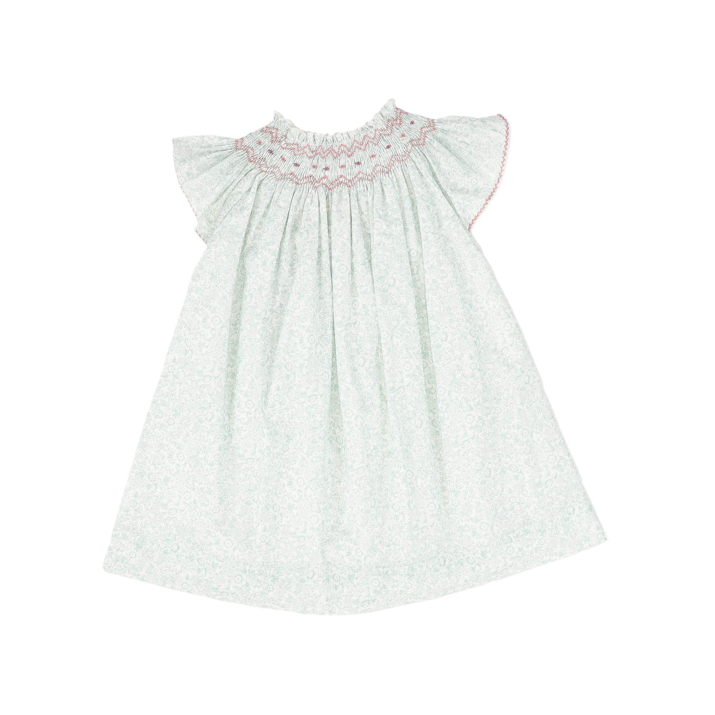 BAYBALA GREEN/PINK FLORAL SMOCKED DRESS