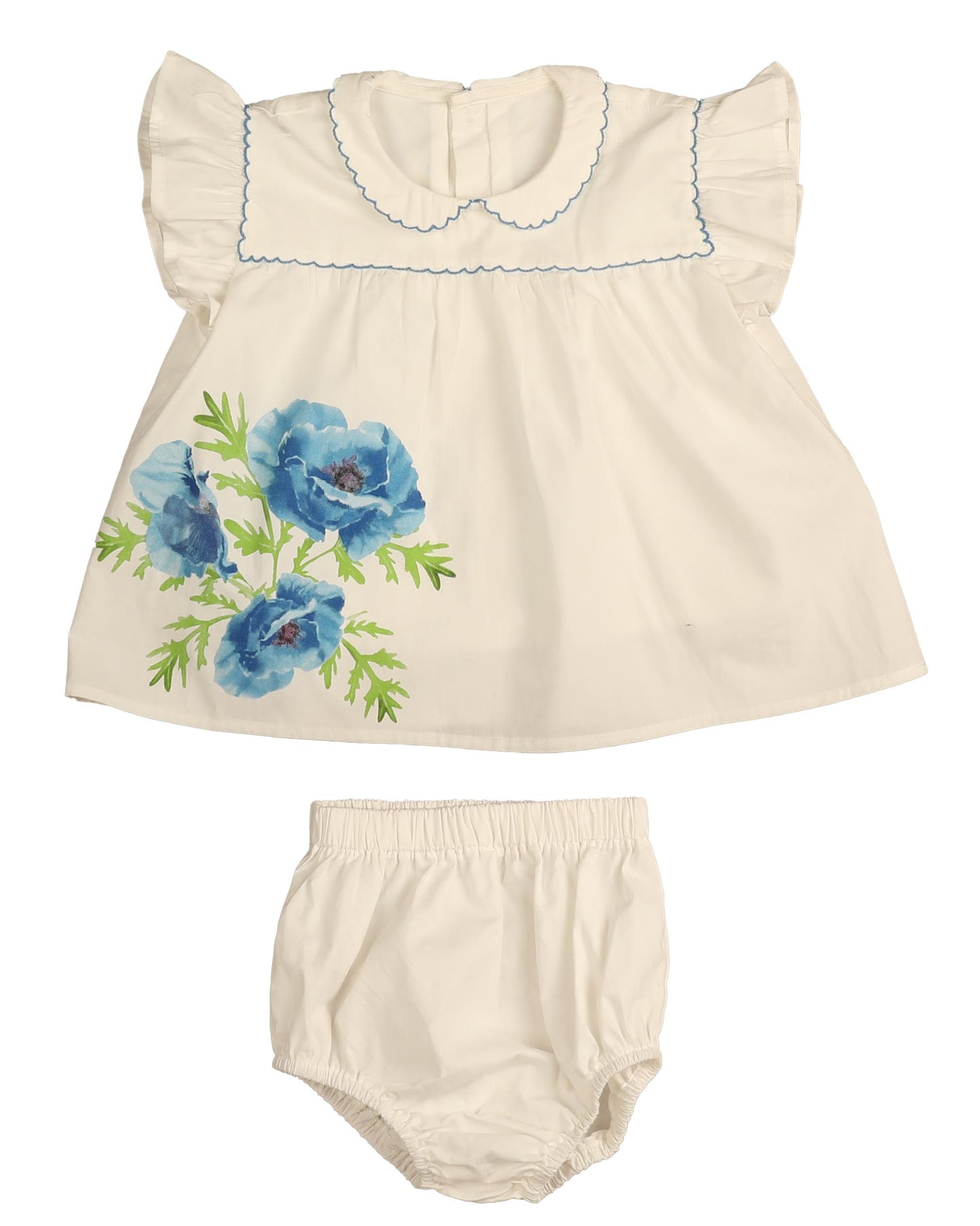 BELATI BLUE STITCHED POPPY PRINT BLOOMER SET