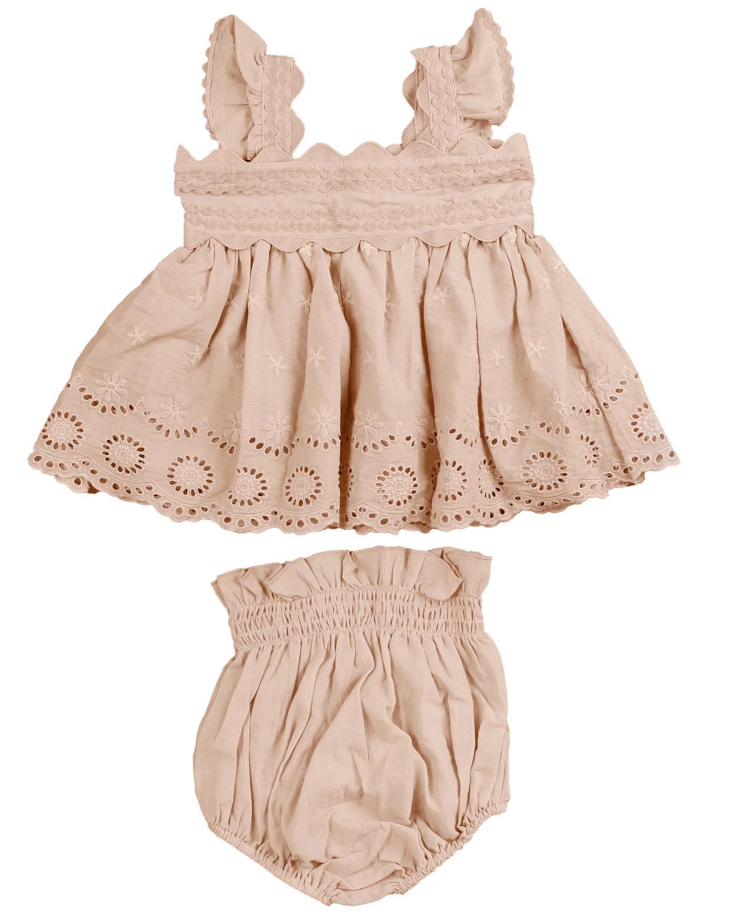 BELATI LIGHT PINK EYELET RUFFLE TRIM SET [FINAL SALE]