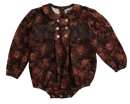 BELATI MAUVE FLORAL SMOCKED ROMPER