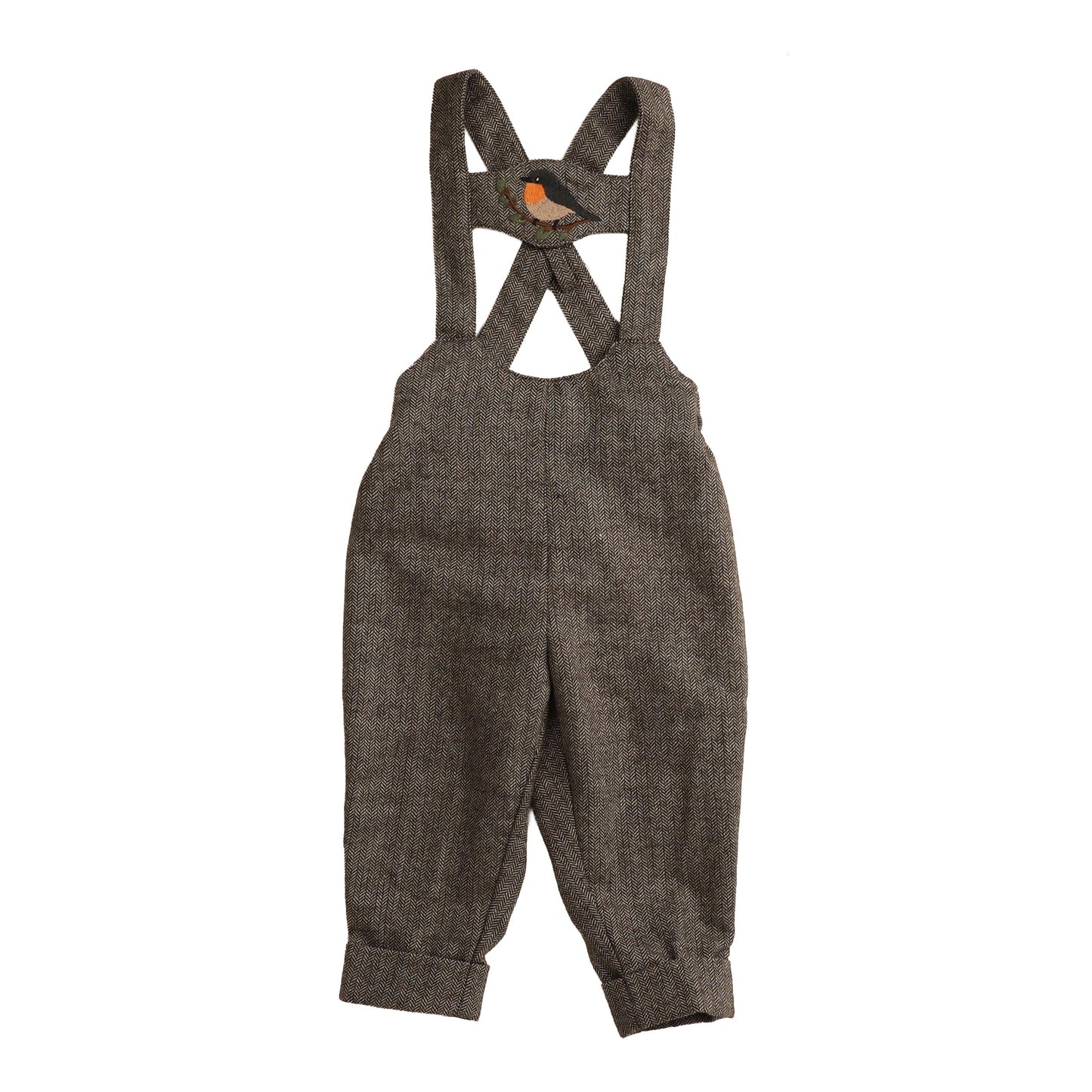 BELATI TAUPE BIRD EMBROIDERED OVERALLS