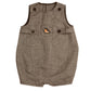 BELATI TAUPE HERRINGBONE BIRD EMBROIDERED ROMPER