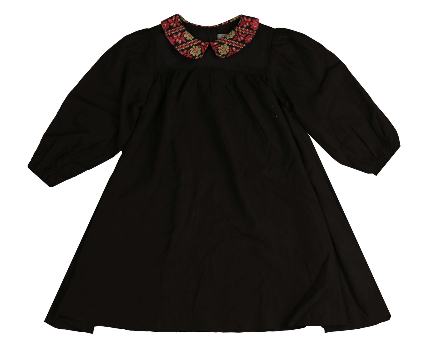 BELATI BLACK EMBROIDERED COLLAR DRESS [FINAL SALE]