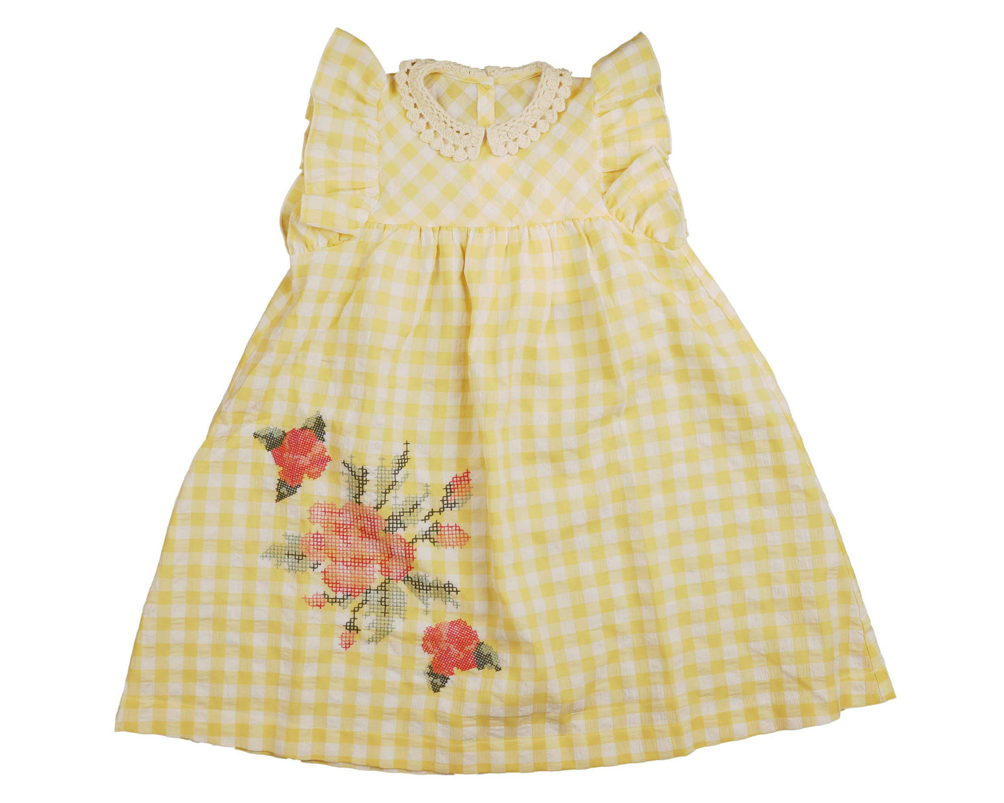 BELATI PALE YELLOW GINGHAM EMBROIDERED JUMPER