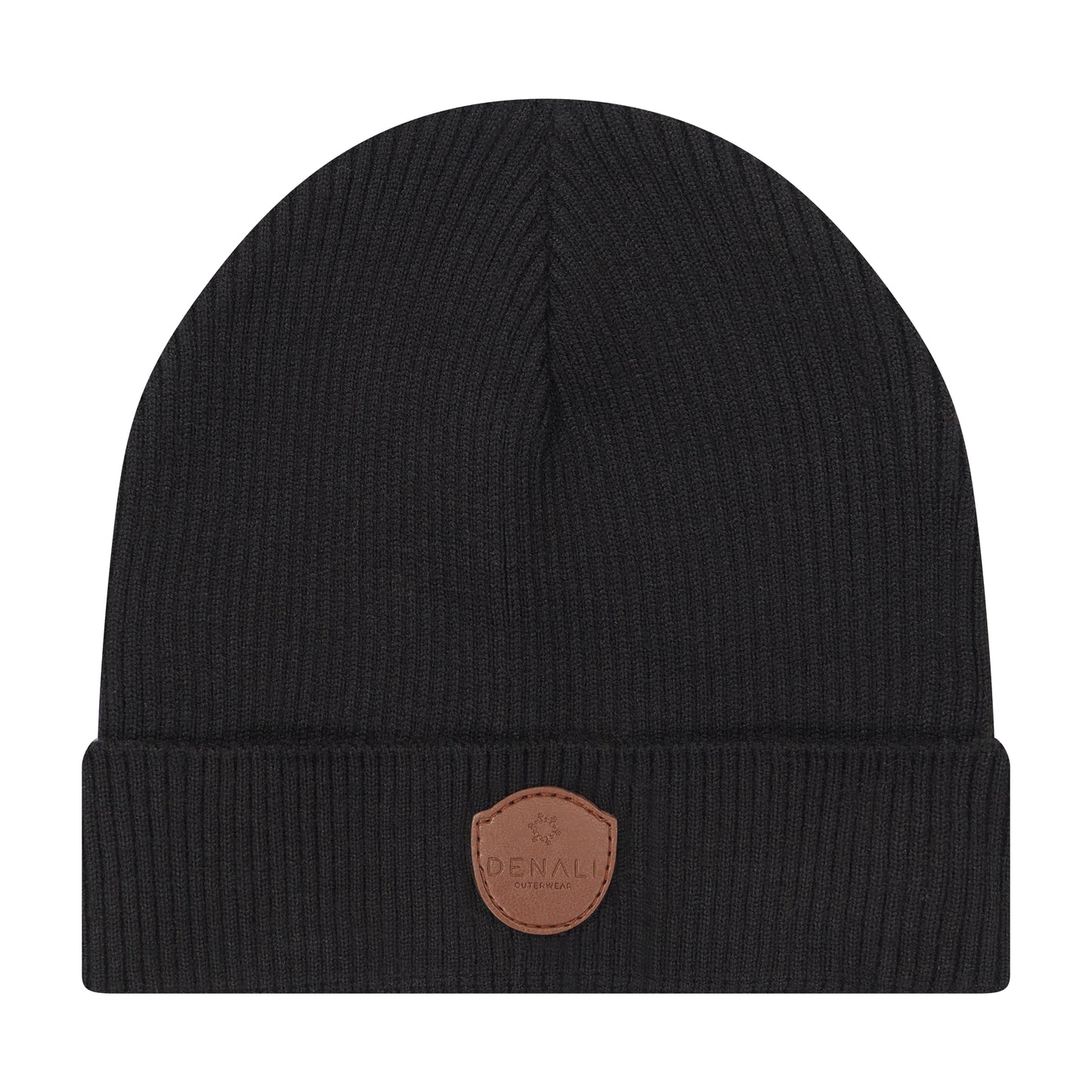 DENALI BLACK RIBBED KNIT BEANIE